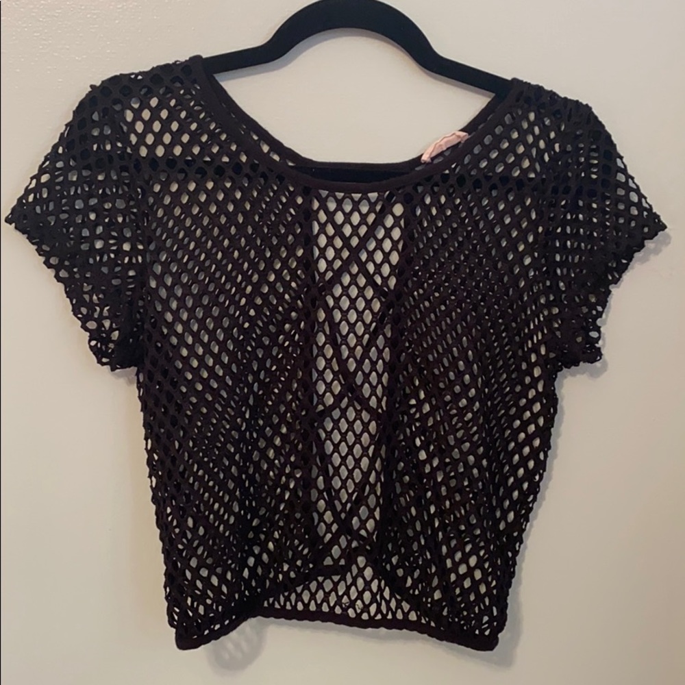 black coverup crop top